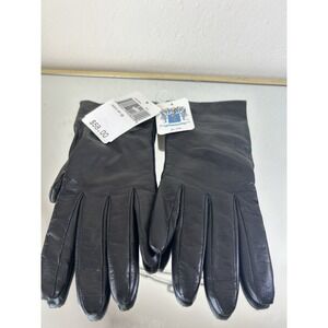 New With Tag Women's Portolano Lambskin leather gloves Black Siz 8 Made In Italy
